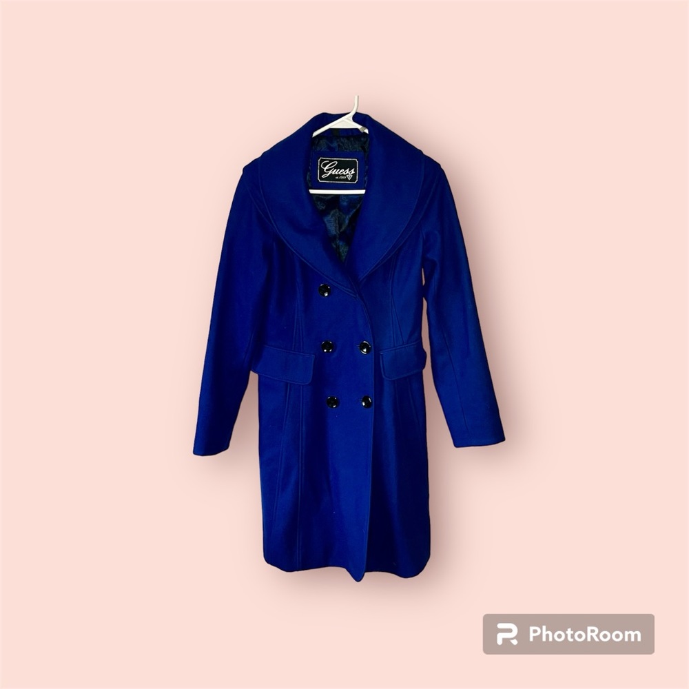 Guess Blue Winter Dress Coat, Size Small